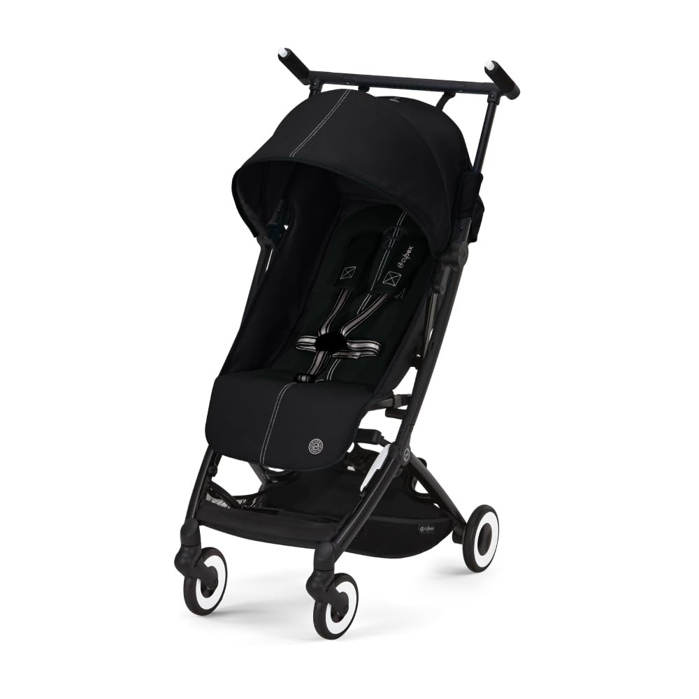 Cybex Libelle Lightweight pockit Travel Baby Stroller - Carry-On Compliant Compact Fold, One-Hand Adjustable Recline - Compatible with CYBEX Car Seats, Moon Black