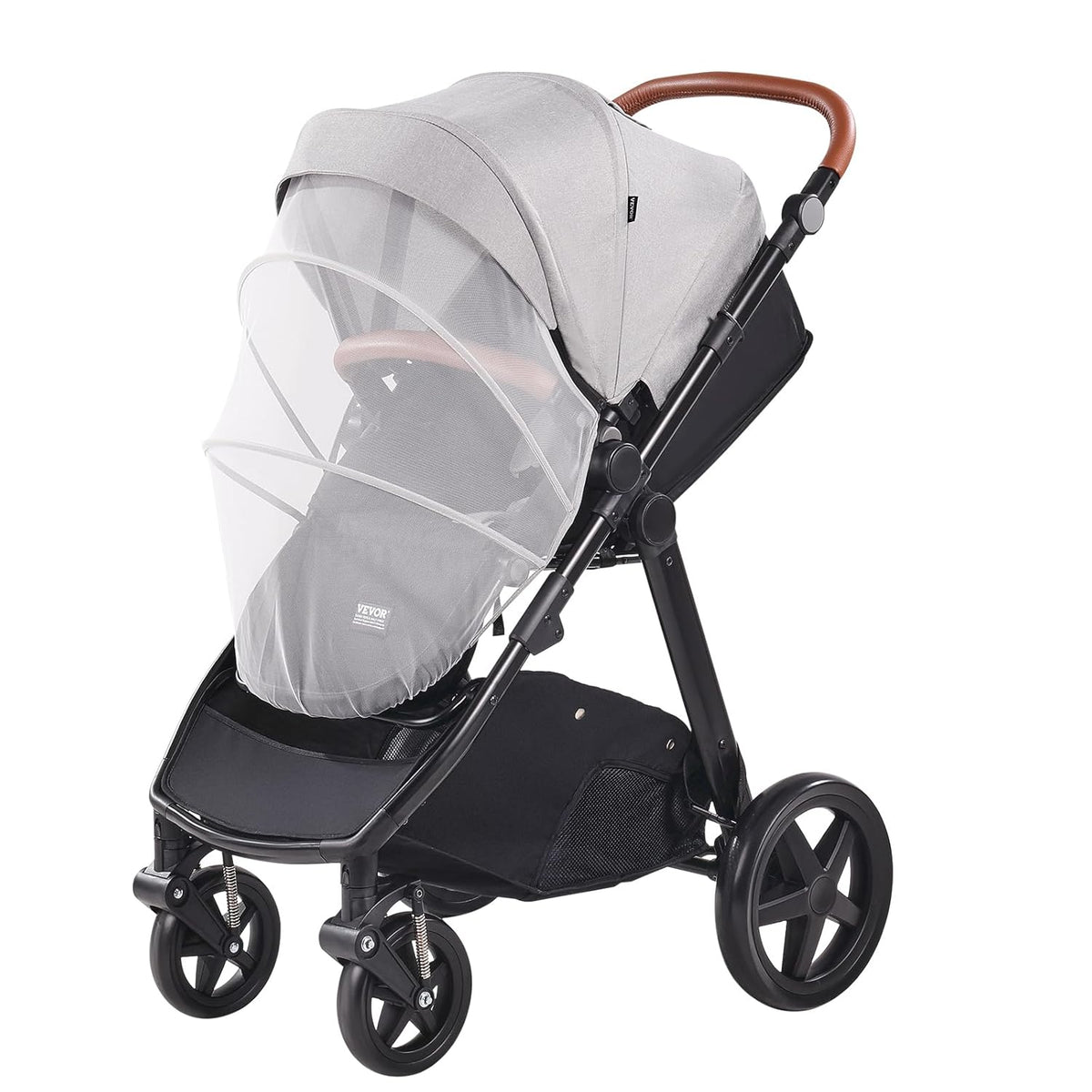 VEVOR 2-in-1 Baby Stroller with Infant Bassinet, Reversible Seat & Easy One-Button Fold, Aluminum Frame, EVA Tires with Brake, Lightweight Travel System Combo (Light Gray)