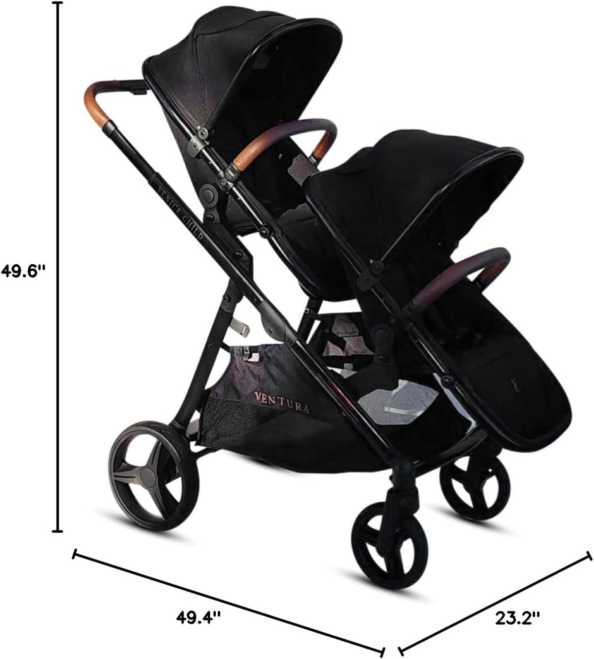 Venice Child Midnight Ventura Single to Double Sit-and-Stand Stroller & 2nd Toddler Seat (Package # 3)