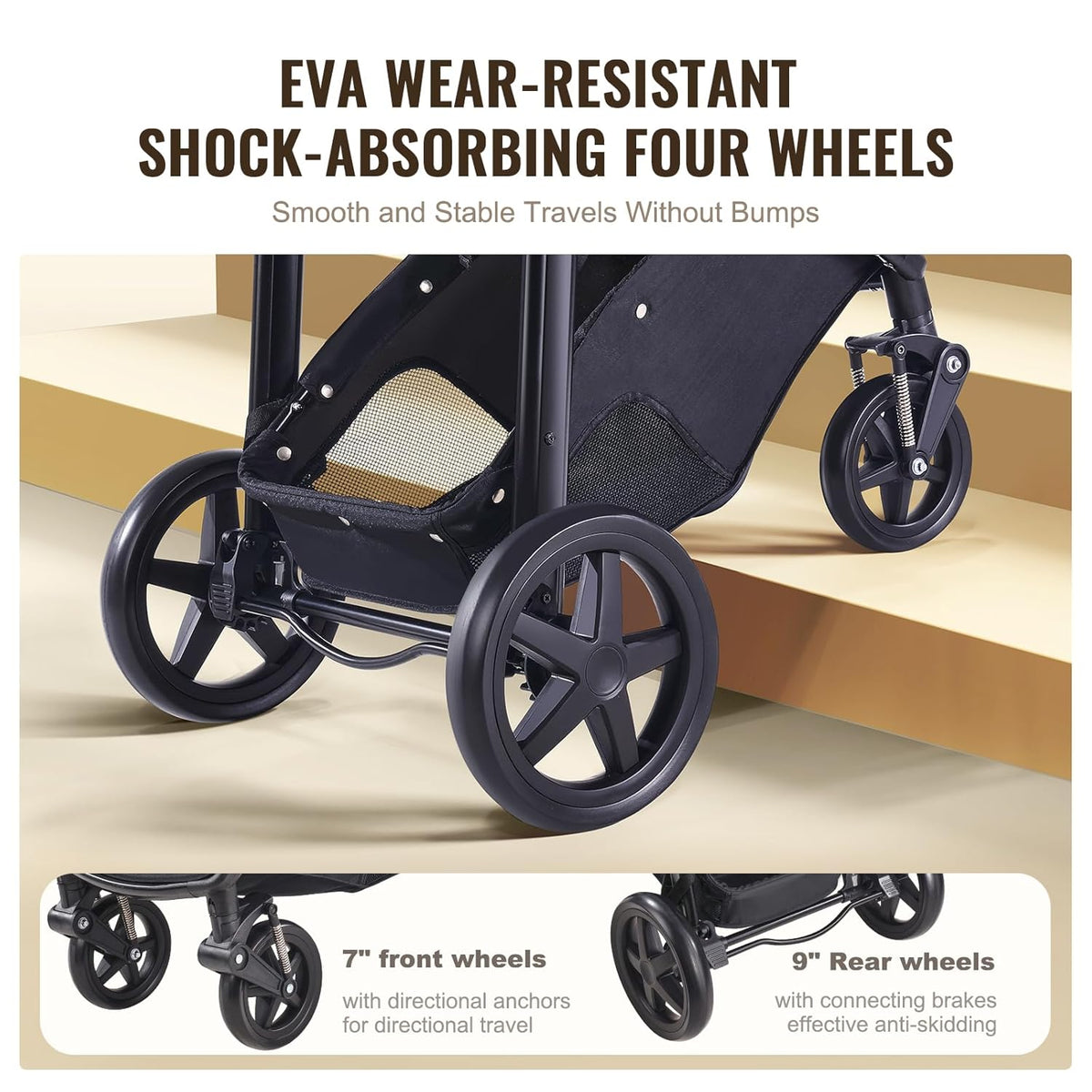 VEVOR 2-in-1 Baby Stroller with Infant Bassinet, Reversible Seat & Easy One-Button Fold, Aluminum Frame, EVA Tires with Brake, Lightweight Travel System Combo (Light Gray)