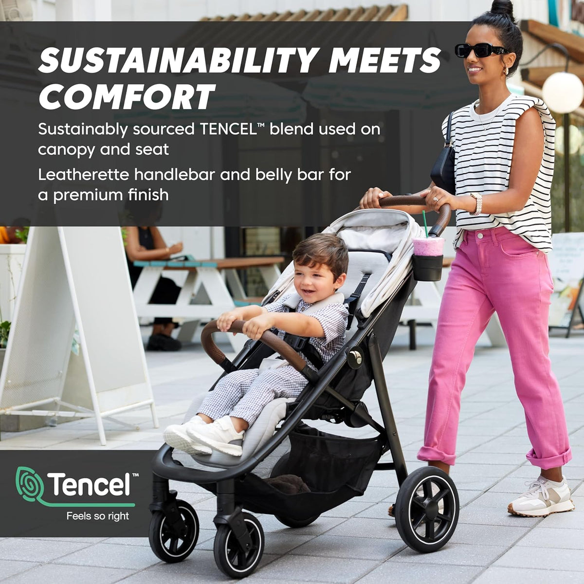 Baby Jogger City Mini Air Lightweight Stroller Rich Black - All-Terrain Wheel Suspension Adjustable Seat with Calf Support Compact Fold