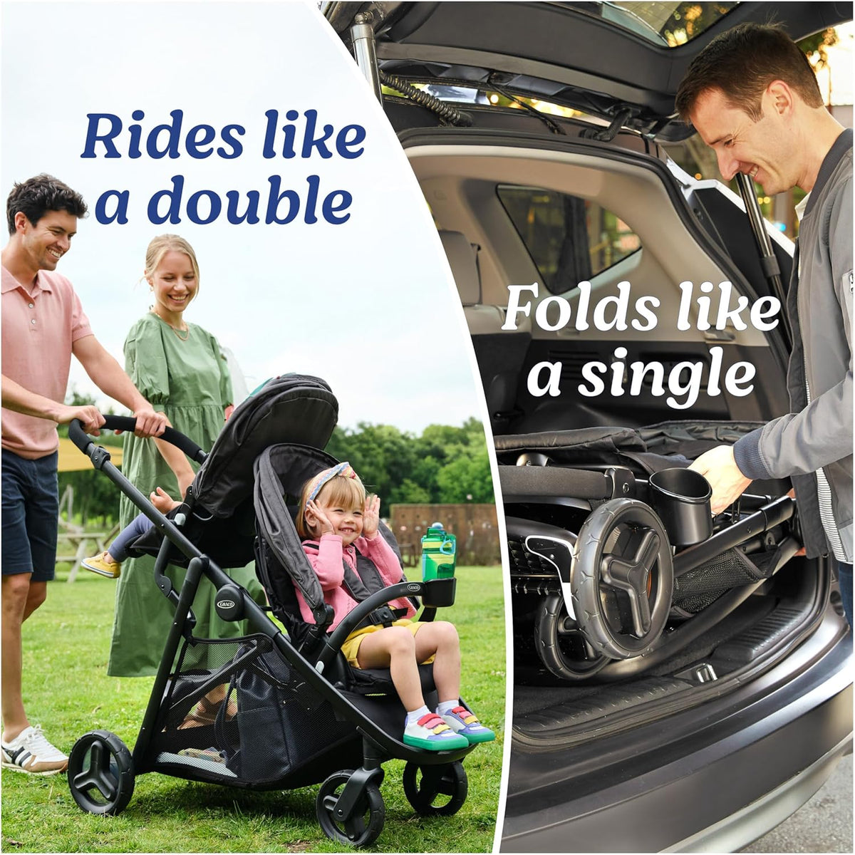 Graco Ready2Grow 2.0 Double Stroller Features Bench Seat and Standing Platform Options, Rafa