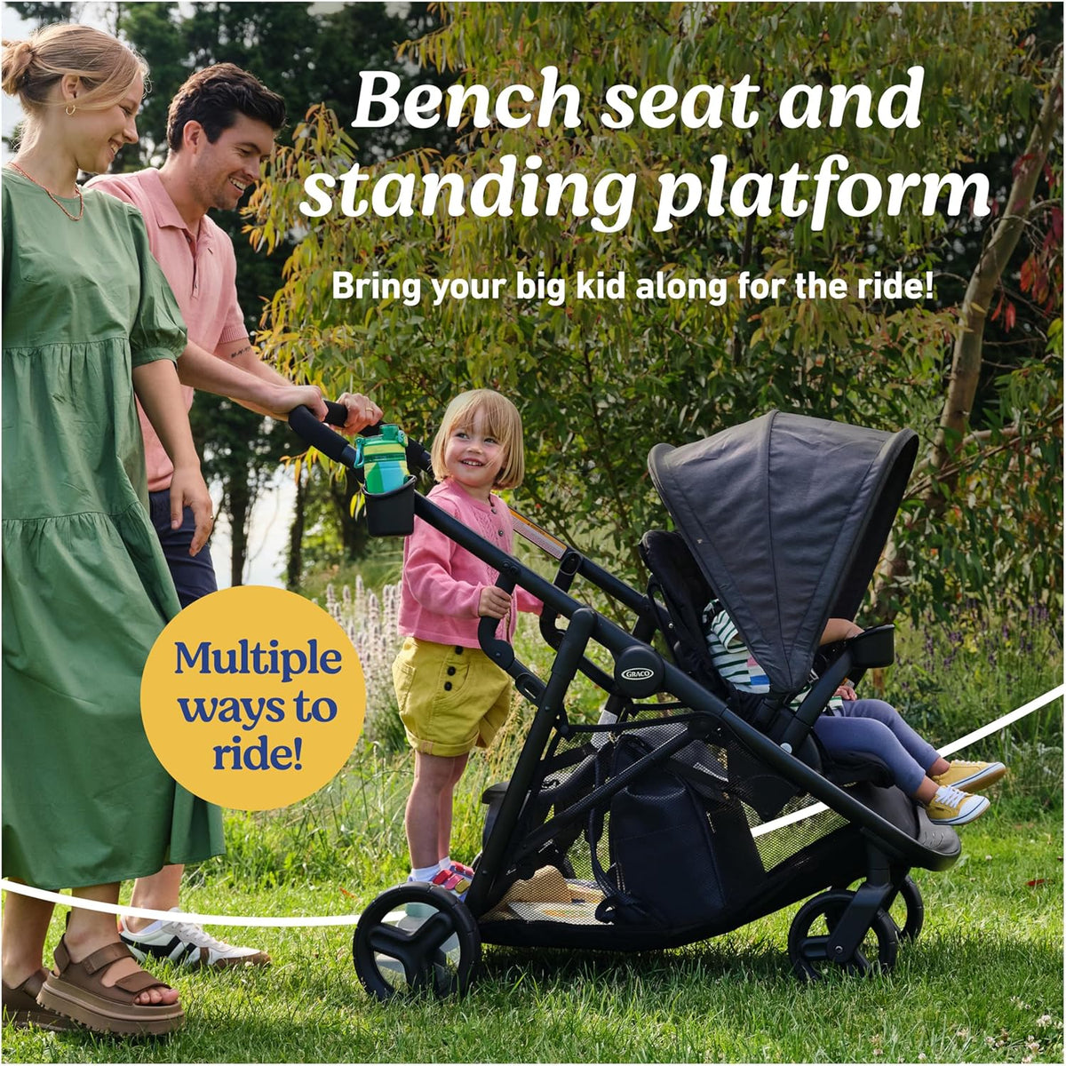 Graco Ready2Grow 2.0 Double Stroller Features Bench Seat and Standing Platform Options, Rafa
